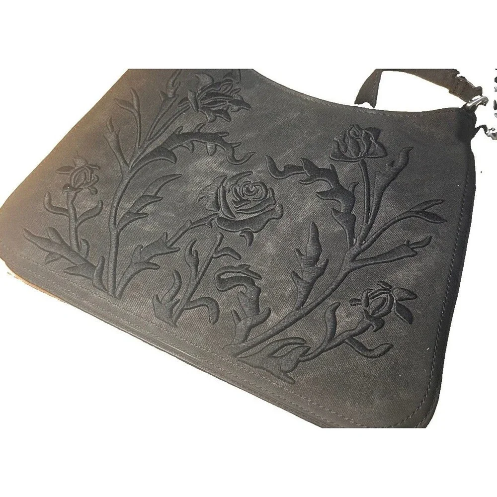 Desigual Black Floral Embroidered Shoulder Bag Adjustable Strap 25WAXP40